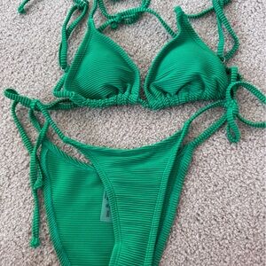 SHEIN Green Ribbed Bikini